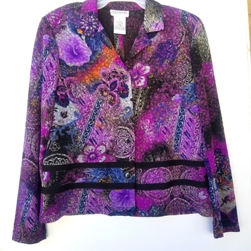 K & Company Jacket, Purple and Metalic. Size 8.